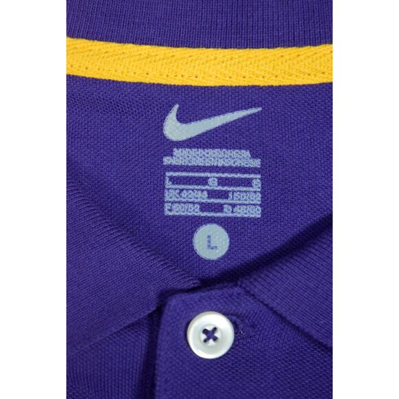 NWT Nike Purple LSU Polo with Gold Accents Pique Knit Sz L Embroidery Licensed - Picture 7 of 10